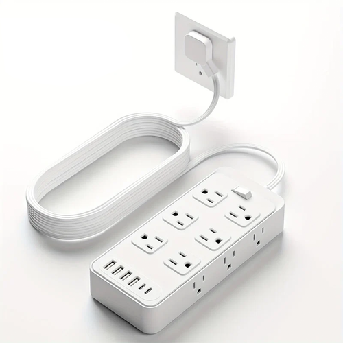 18‑in‑1 Surge‑Protected Power Strip Flat Plug 12 AC Outlets 6 USB Ports